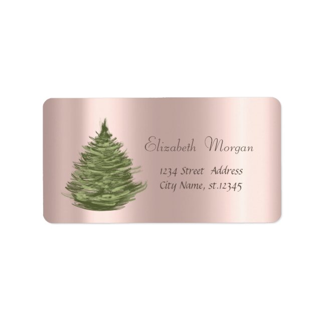 Étiquette Sapin de Noël en rose gold (Devant)