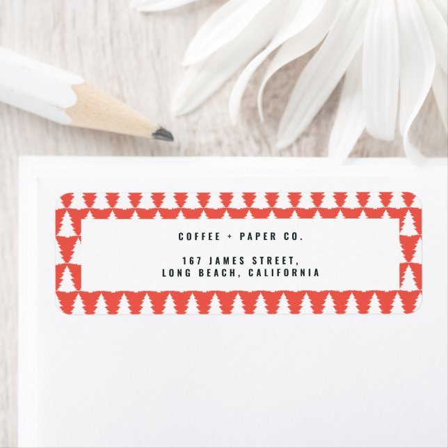 Étiquette sapin de Noël rouge vacances modernes simple style (En situation)