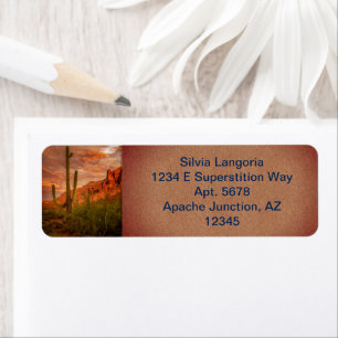 Étiquette Saquaro Cactus Superstition Coucher de soleil de m