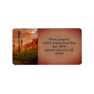 Étiquette Saquaro Cactus Superstition Coucher de soleil de m