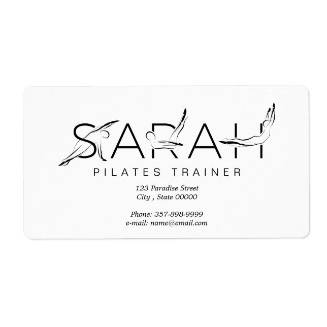 Étiquette SARAH Nom Pilates Instructeur (Devant)