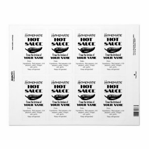 Étiquette Sauce chaude maison Personnalisée Black White Chil