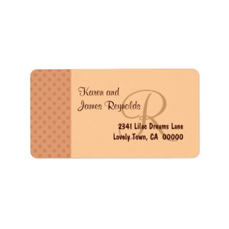 Étiquette Saumon Polka Dot Motif Monogramme ou initial