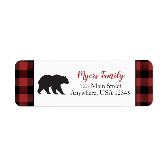 Étiquette Sauvage Un Ours Noir Plaid Rouge Buffle (Devant)