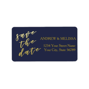 Étiquette Save the date Faux Gold Script