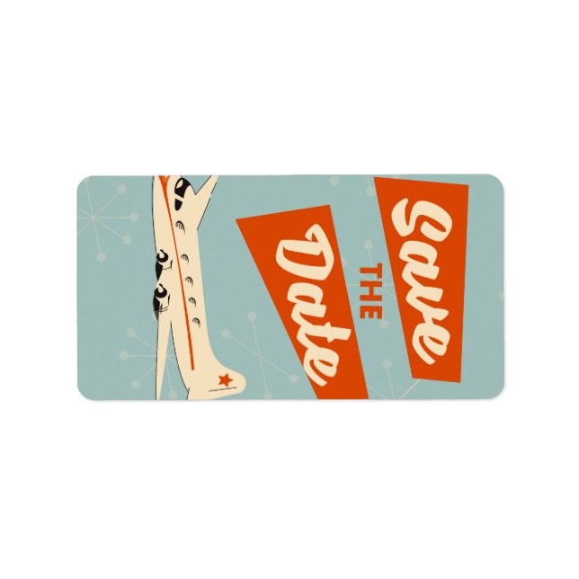 Étiquette Save the Date vintage travel poster (Devant)