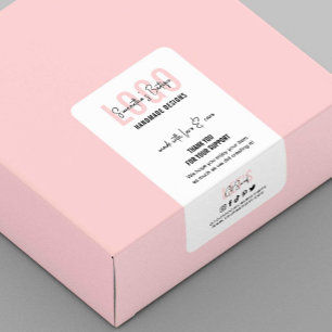 Étiquette Sceau de boîte de logo Merci pour la commande rose