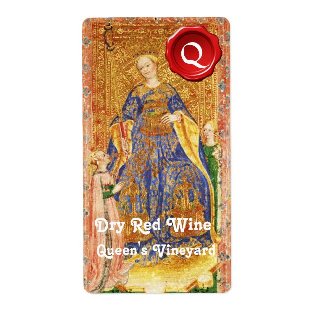 ÉTIQUETTE SCEAU DE CIRE DE VIN ROUGE DE LA REINE /TAROTS ANC (Devant)