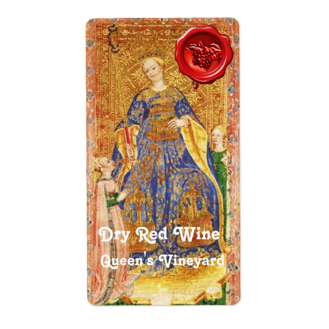 ÉTIQUETTE SCEAU DE CIRE DE VIN ROUGE DE LA REINE /TAROTS ANC (Devant)