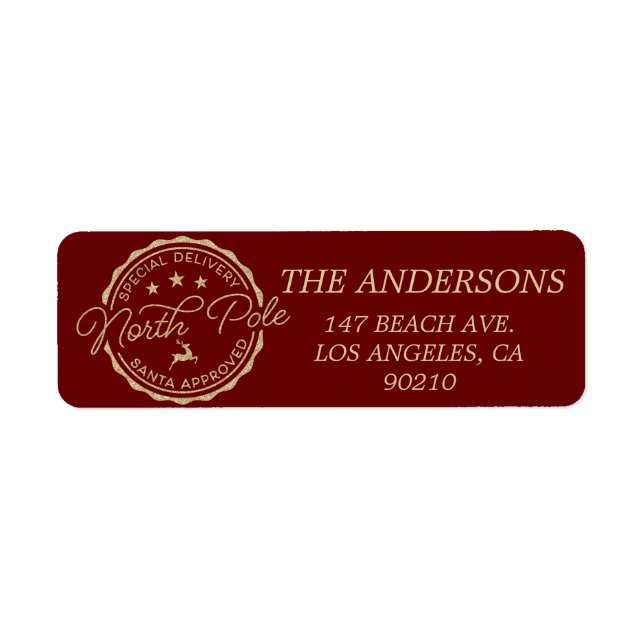 Étiquette Sceau du Père Noël Pôle Nord (Devant)