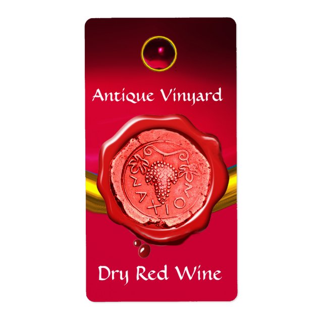 ÉTIQUETTE SCEAU EN CIRE ROUGE ANTIQUE (Devant)