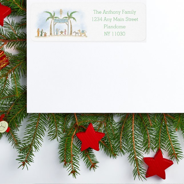 Étiquette Scène de la Nativité tirée à la main Tout est calm (Créateur téléchargé)