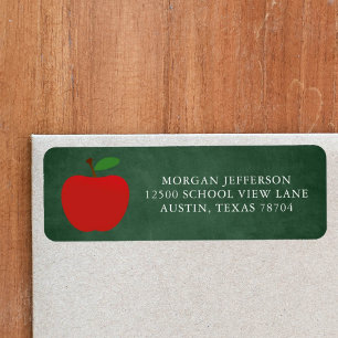 Étiquette School Teacher Green Chalkboard Return Address