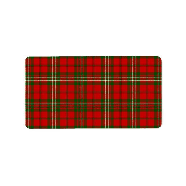 Étiquette Scott tartan rouge vert plaid (Devant)