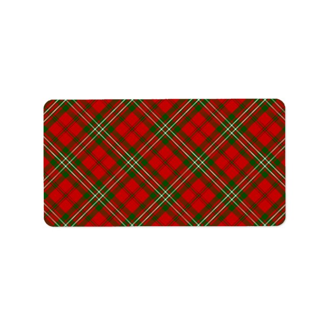 Étiquette Scott tartan rouge vert plaid (Devant)
