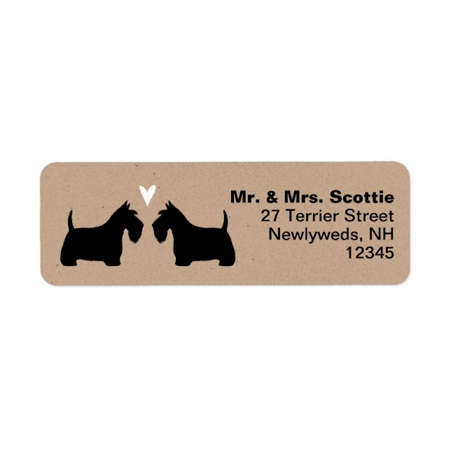 Étiquette Scottish Terrier Scottie Dogs with Heart Address (Devant)