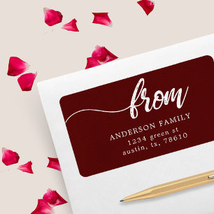 Étiquette Script Brush Nom de famille Bourgogne Adresse de r