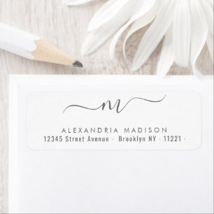 Étiquette Script Chic Monogramme Silver Grey Typographie mod