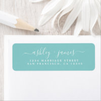 Script chic Purist Mariage bleu Adresse de retour