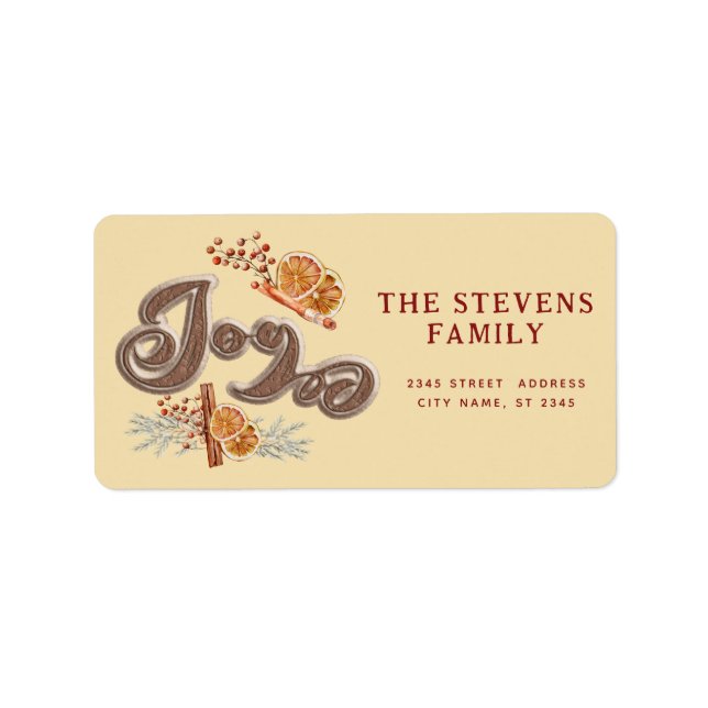 Étiquette Script cookie moderne joie cannelle orange (Devant)