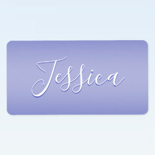 Étiquette Script cursif modifiable Violet blanc et violet