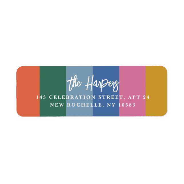 Étiquette Script de brosse rayé brillant coloré personnalisé (Devant)