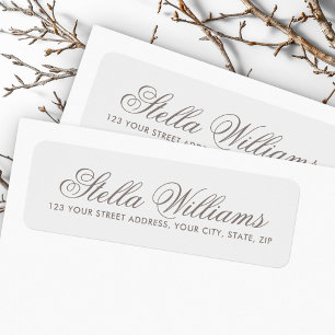Étiquette Script de calligraphie gris clair romantique