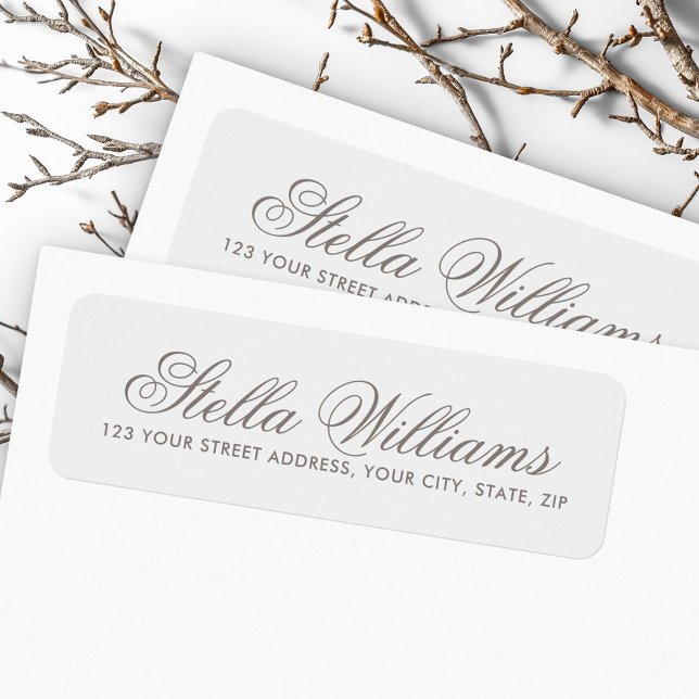 Étiquette Script de calligraphie gris clair romantique (Romantic light gray calligraphy script label)