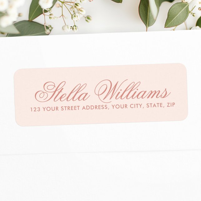 Étiquette Script de calligraphie rose pâle romantique (Romantic light blush pink calligraphy script label)