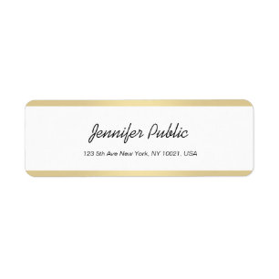 Étiquette Script de main blanche or moderne Élégant minimali