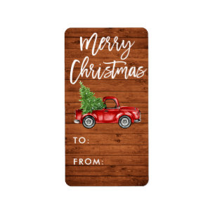 Étiquette Script de pinceau de bois Camion Vintage cadeau de
