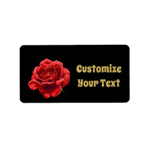 Étiquette Script doré personnalisé Floral Élégant Rose