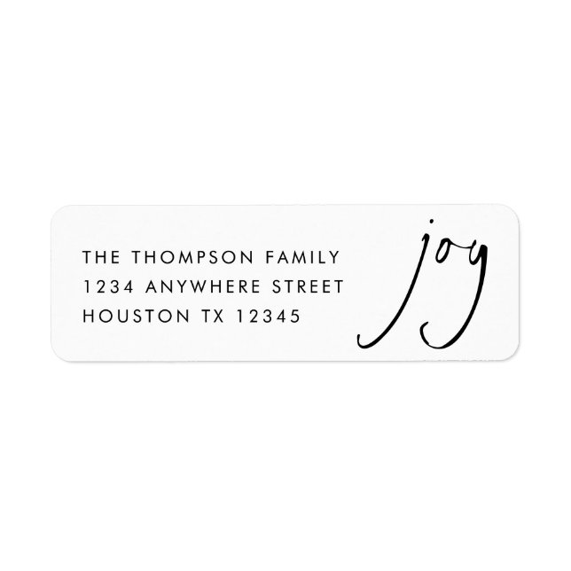 Étiquette Script élégant Joie Nom de retour Adresse Noël L (Devant)