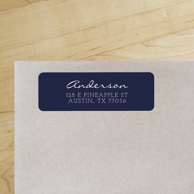 Étiquette Script familial personnalisé Midnight Blue Adresse ("Everyday is abundantly beautiful." 
Sincerely Best Wishes from Lucky Design World)