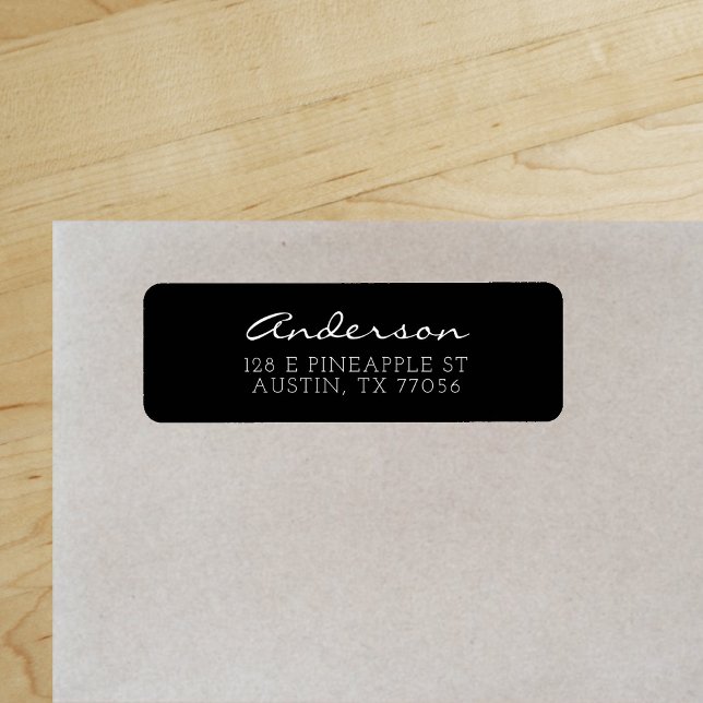 Étiquette Script Familial Personnalisé | Noir | Adresse de R ("Everyday is abundantly beautiful." 
Sincerely Best Wishes from Lucky Design World)