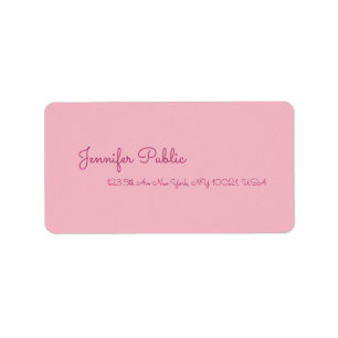 Étiquette Script main minimaliste Élégant rose moderne plain
