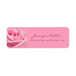 Étiquette Script manuscrit Elegant Aquarelle Rose rose