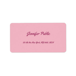 Étiquette Script manuscrit moderne texte élégant rose plaine
