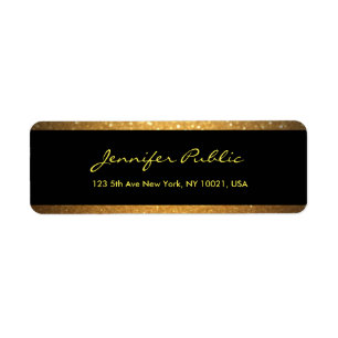 Étiquette Script manuscrit Noir Et Or Élégant Modèle