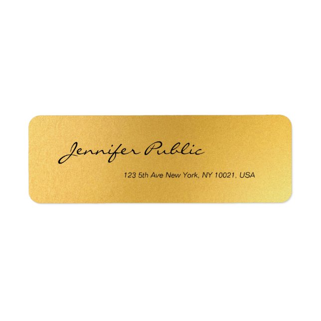 Étiquette Script manuscrit or Simple Modèle élégant (Devant)