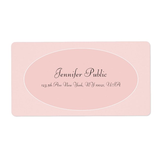 Étiquette Script manuscrit tendance Blush rose blanc élégant (Devant)