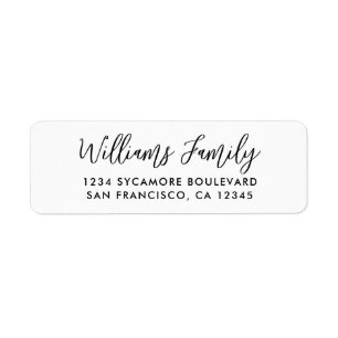 Étiquette Script manuscrit White Family Adresse de retour