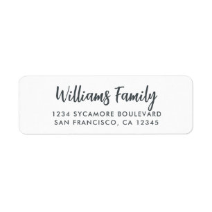 Étiquette Script manuscrit White Family Adresse de retour