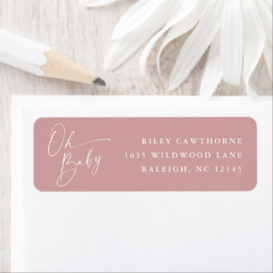 Étiquette Script moderne Baby shower rose Adresse de retour