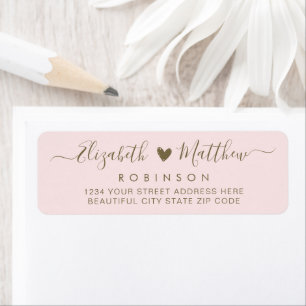 Étiquette Script moderne Blush Gold Mariage Adresse de retou
