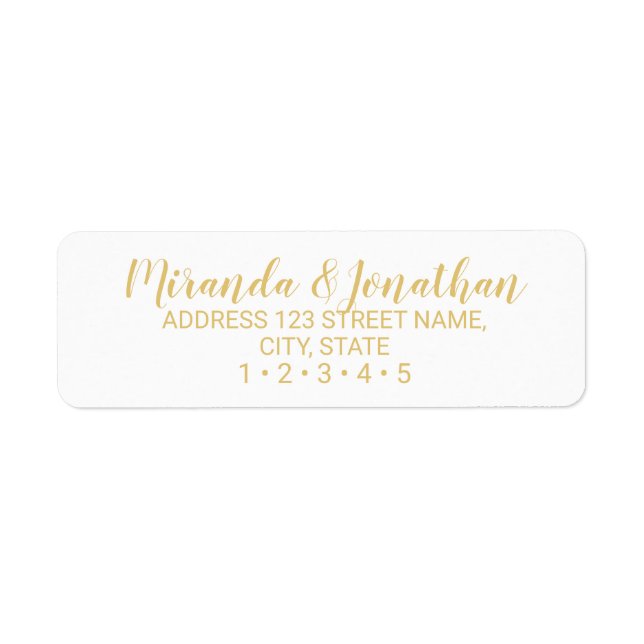 Étiquette Script moderne Mariage blanc et or (Devant)