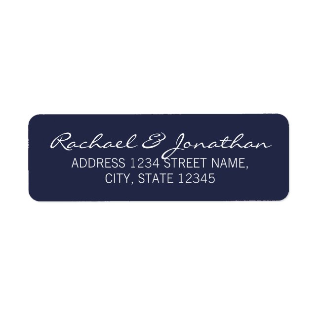 Étiquette Script moderne Mariage bleu marine marine (Devant)
