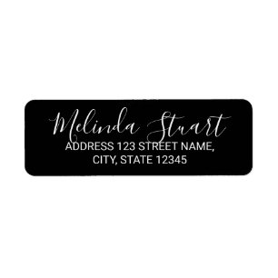 Étiquette Script moderne noir et blanc