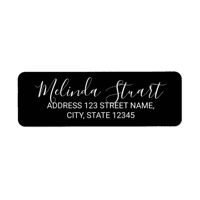 Étiquette Script moderne noir et blanc (Devant)