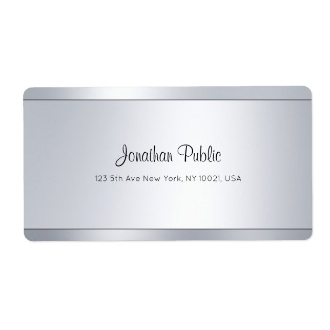 Étiquette Script moderne Silver Glam Cool Adresse de livrais (Devant)